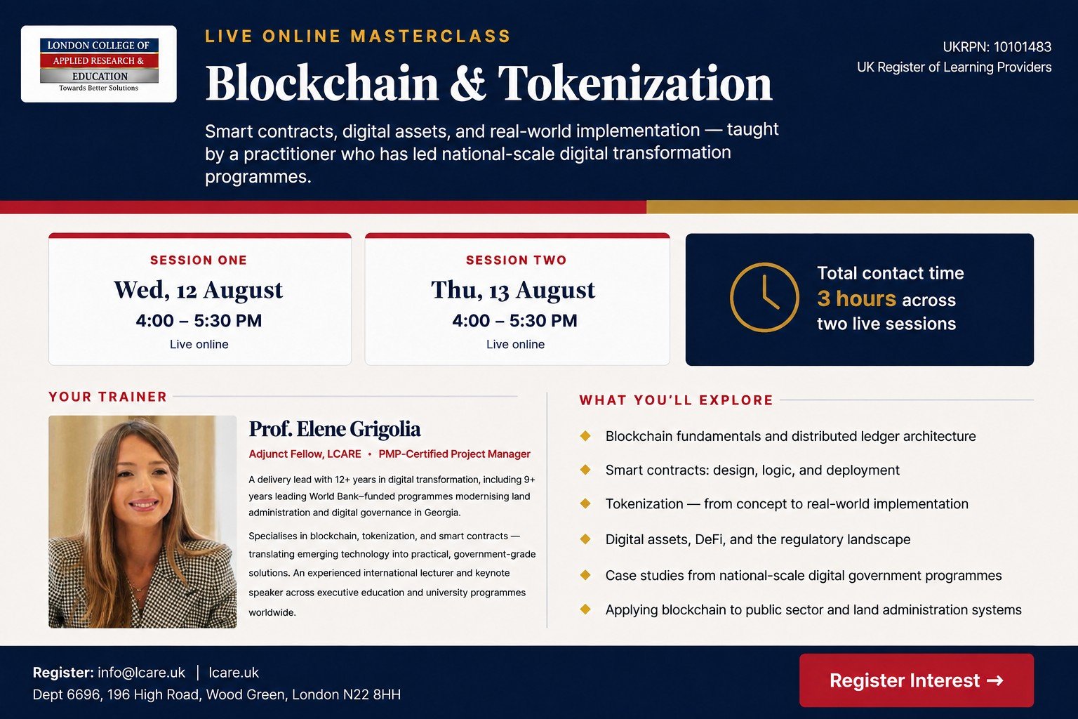 Blockchain & Tokenization Masterclass — LCARE